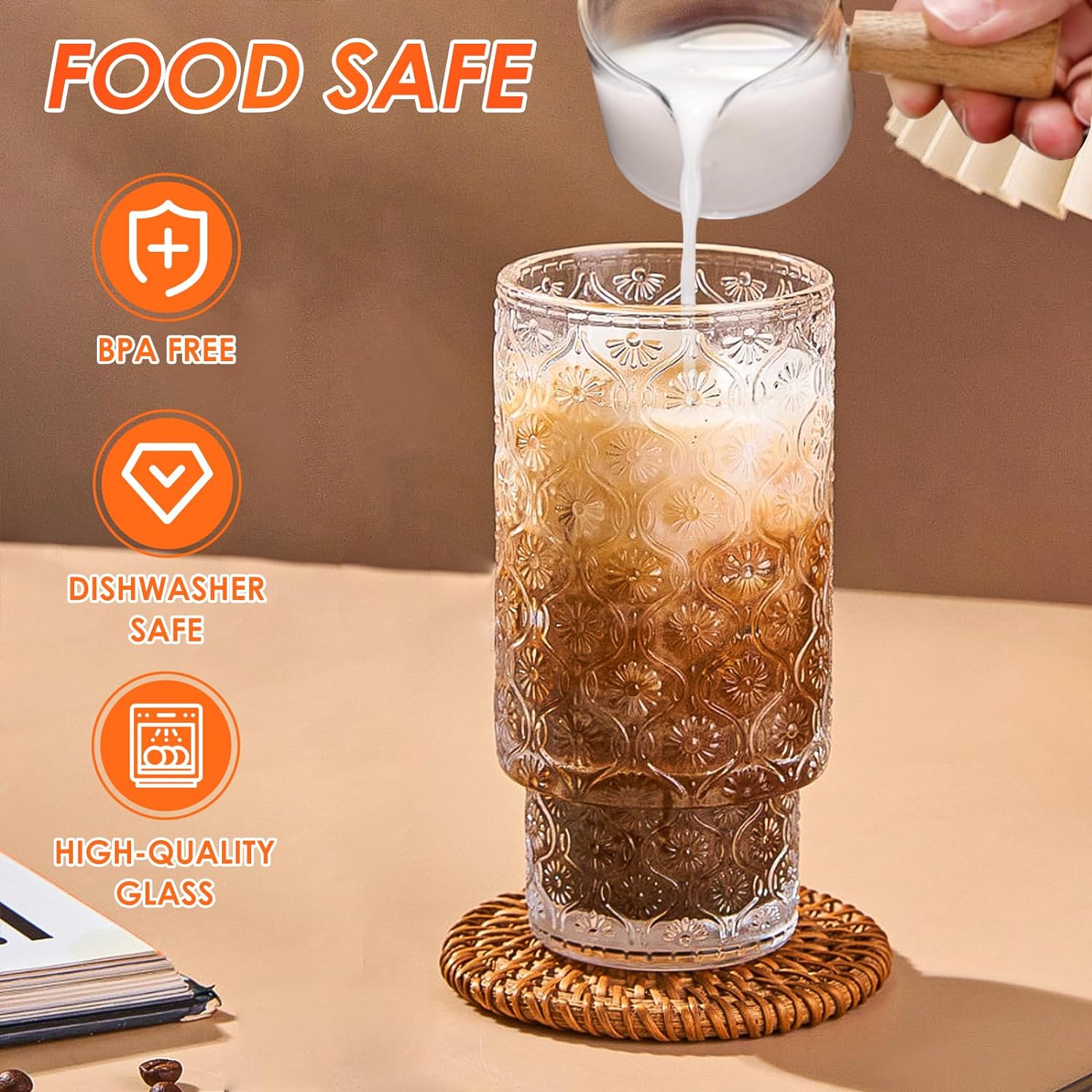 Drinking Glasses with Bamboo Lids, Glasses with Glass Straw, Can Shaped Glass Cups with Lids and Straws, Beer Glasses with Cleaning Brushes -Pack of 2 (16oz ) Drinking Glasses with Bamboo Lids, Glasses with Glass Straw, Can Shaped Glass Cups with Lids and Straws, Beer Glasses with Cleaning Brushes -Pack of 2 (16oz )